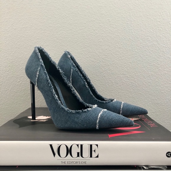 TOM FORD Denim & Black Stilettos Pumps Heels - Picture 3 of 7